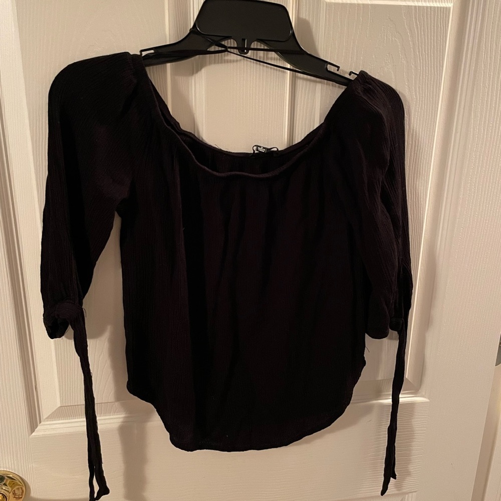 Off the shoulder black tee